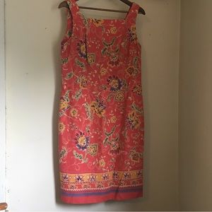 Talbots Coral Floral Sleeveless Sheath Dress